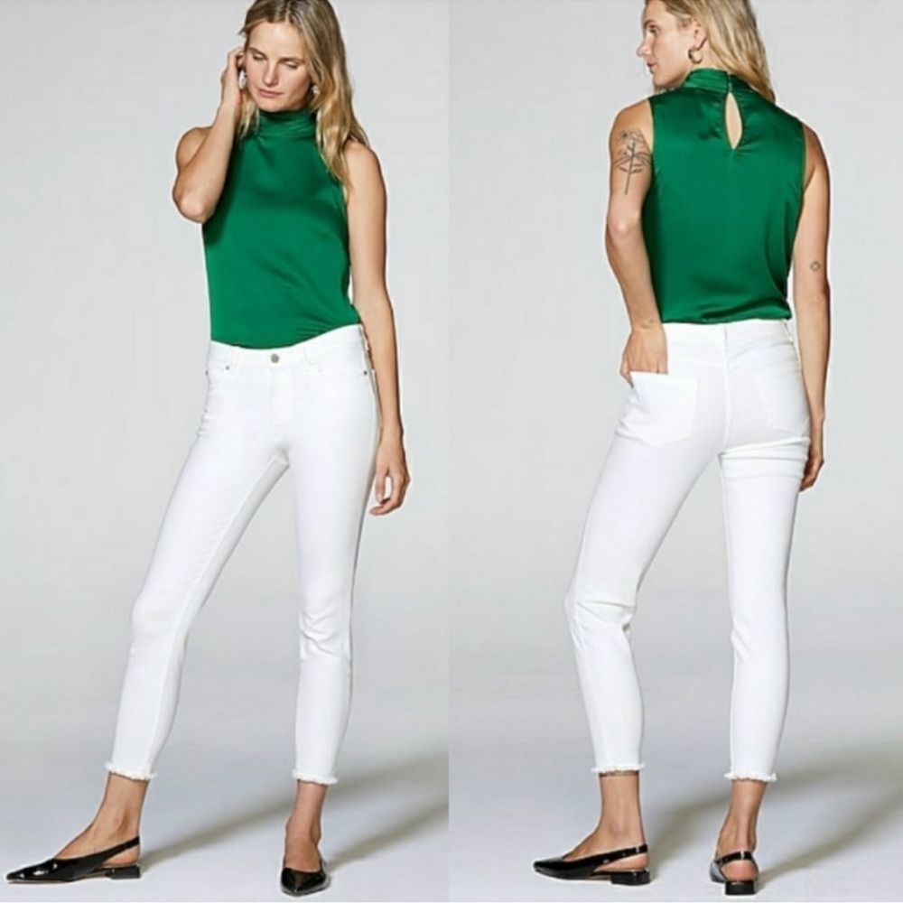 Vince Camuto‎ Women's White Ankle Jeans Raw Frayed Hem Slim Fit Size 30